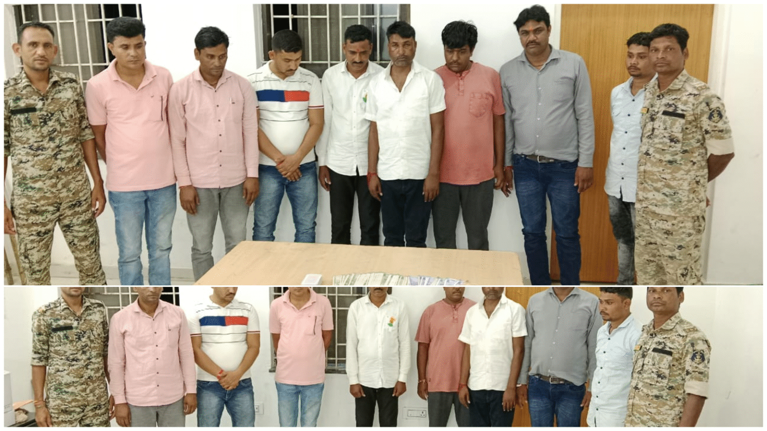 पुलिस की बड़ी कार्रवाई : जंगल में चल रहे जुए के अड्डे पर आठ जुआरी गिरफ्तार, ₹1.12 लाख की ज़ब्ती